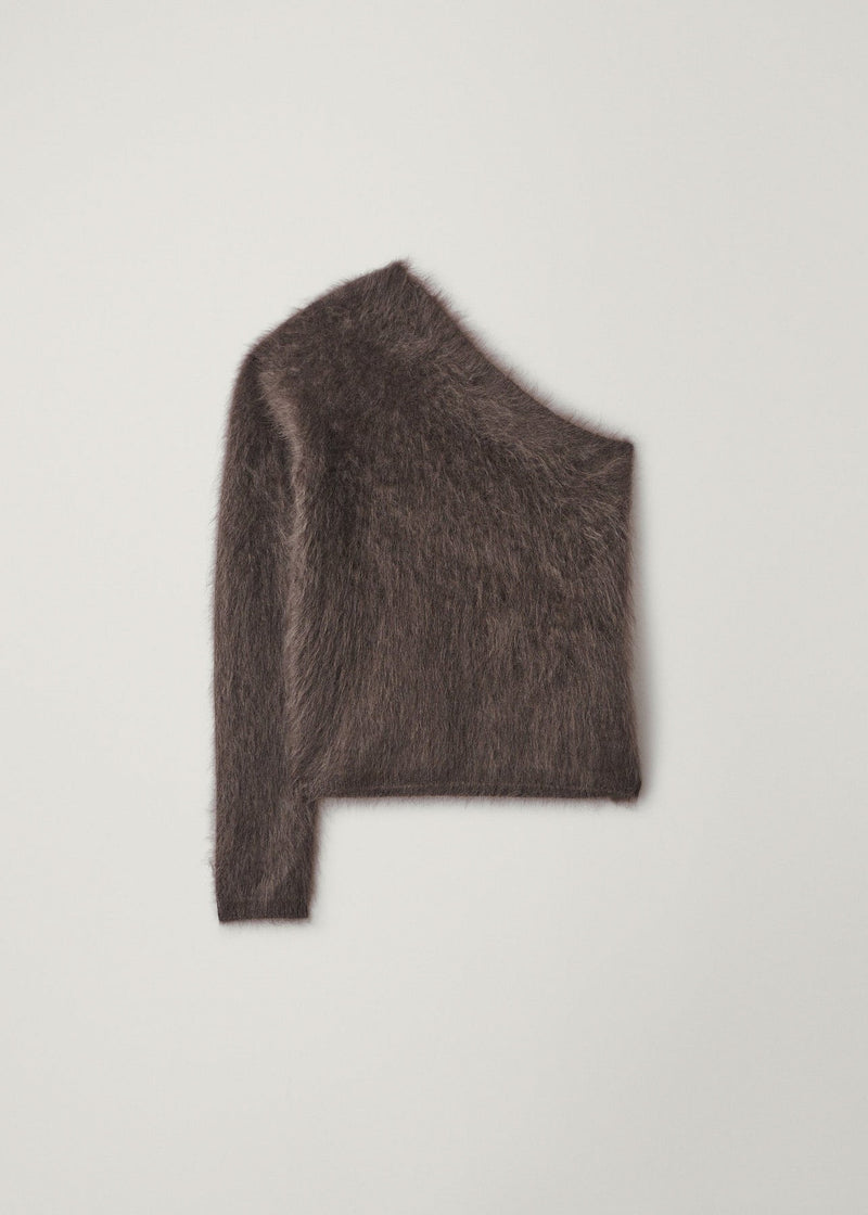 Lisa Yang Dae One Shoulder Cashmere Top in Brushed Wood