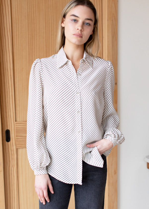 Emerson Fry Frankie Blouse in Idun Stripes Pearl | Polar