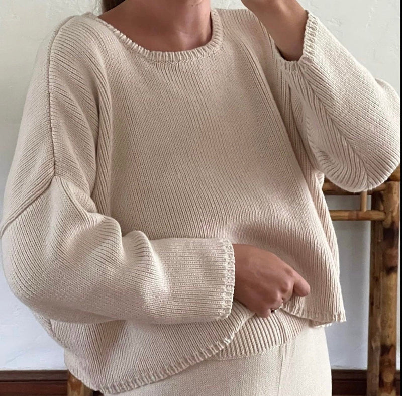 Travel Crewneck Sweater in Natural