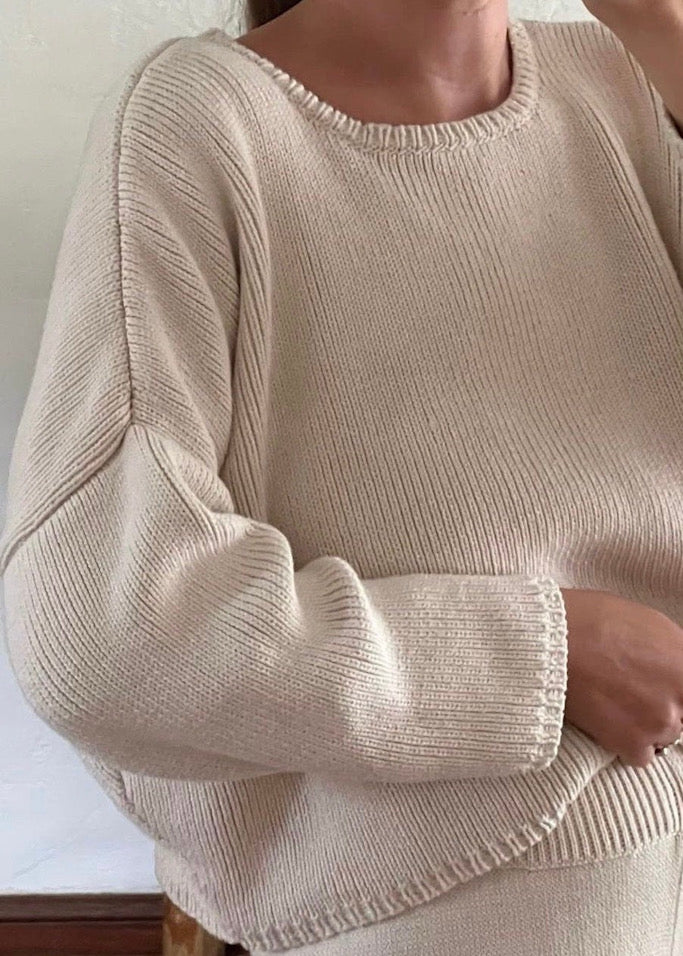 Travel Crewneck Sweater in Natural