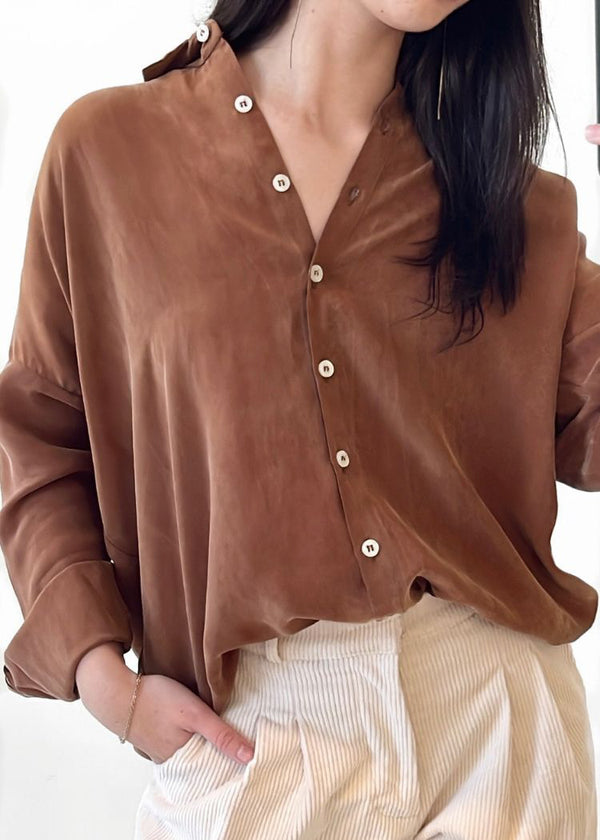 Natalie Busby Closet Hero in Cupro Coffee