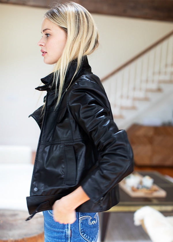 Emerson Fry Moto Leather Jacket - Black Leather