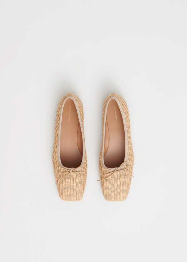 Mansur Gavriel Square Toe Ballerina Natural
