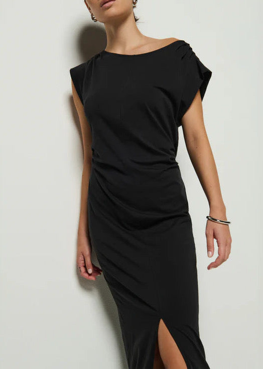 Nation Salma Pleated Dress in Jet Black