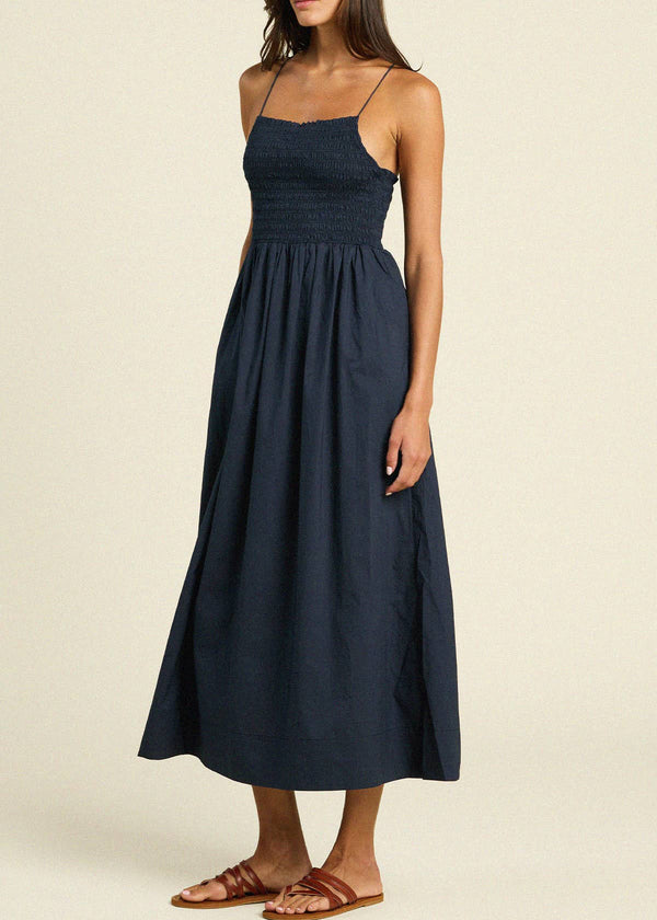 Trovata Carmen Dress Navy Poplin