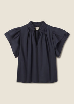 Trovata Clover Blouse Navy Poplin