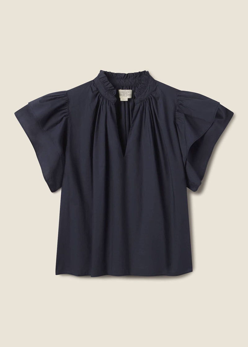 Trovata Clover Blouse Navy Poplin