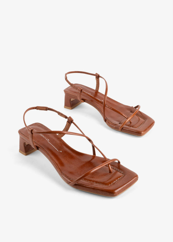 Intentionally Blank Anca Sandal Patent Leather Heel Chestnut