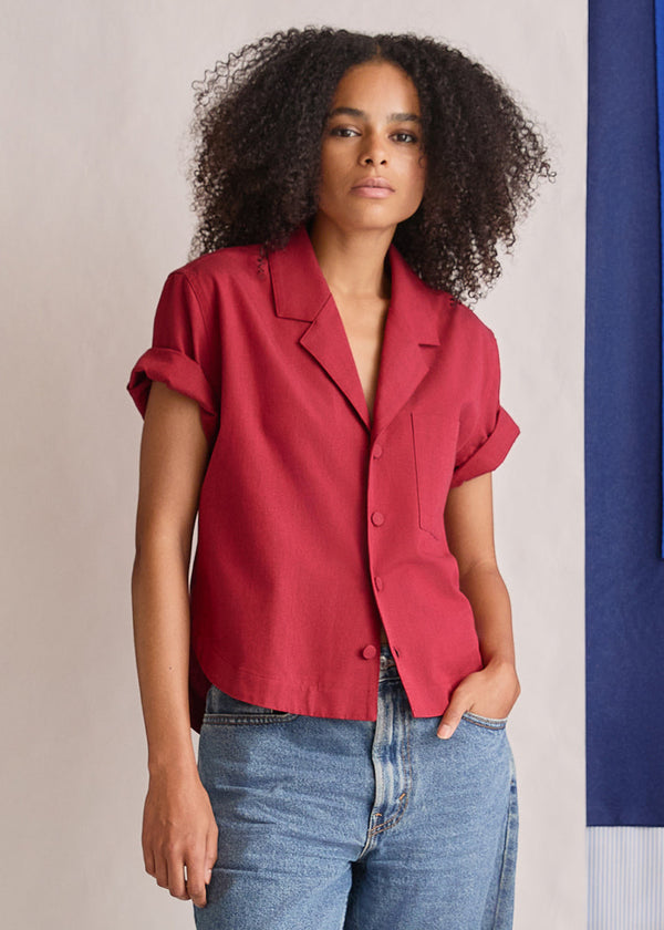 Naomi Nomi Studio Shirt in Washed Red Cotton