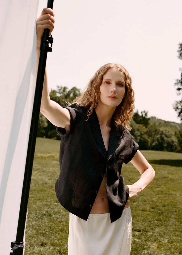 Naomi Nomi Studio Shirt in Black Linen