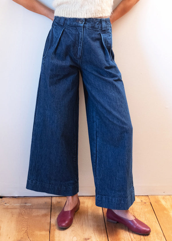The Sloane Trouser Indigo Denim Organic - Maria Stanley