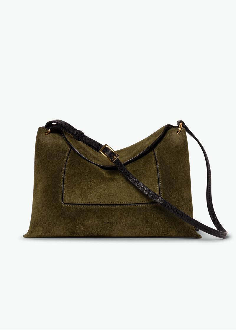 Wandler Penelope Slouch Shoulder Bag in Olive Suede