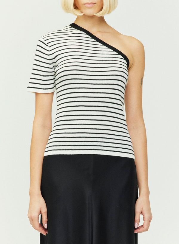 Lisa Yang Mirana Stripe Top in Salt/ Noir