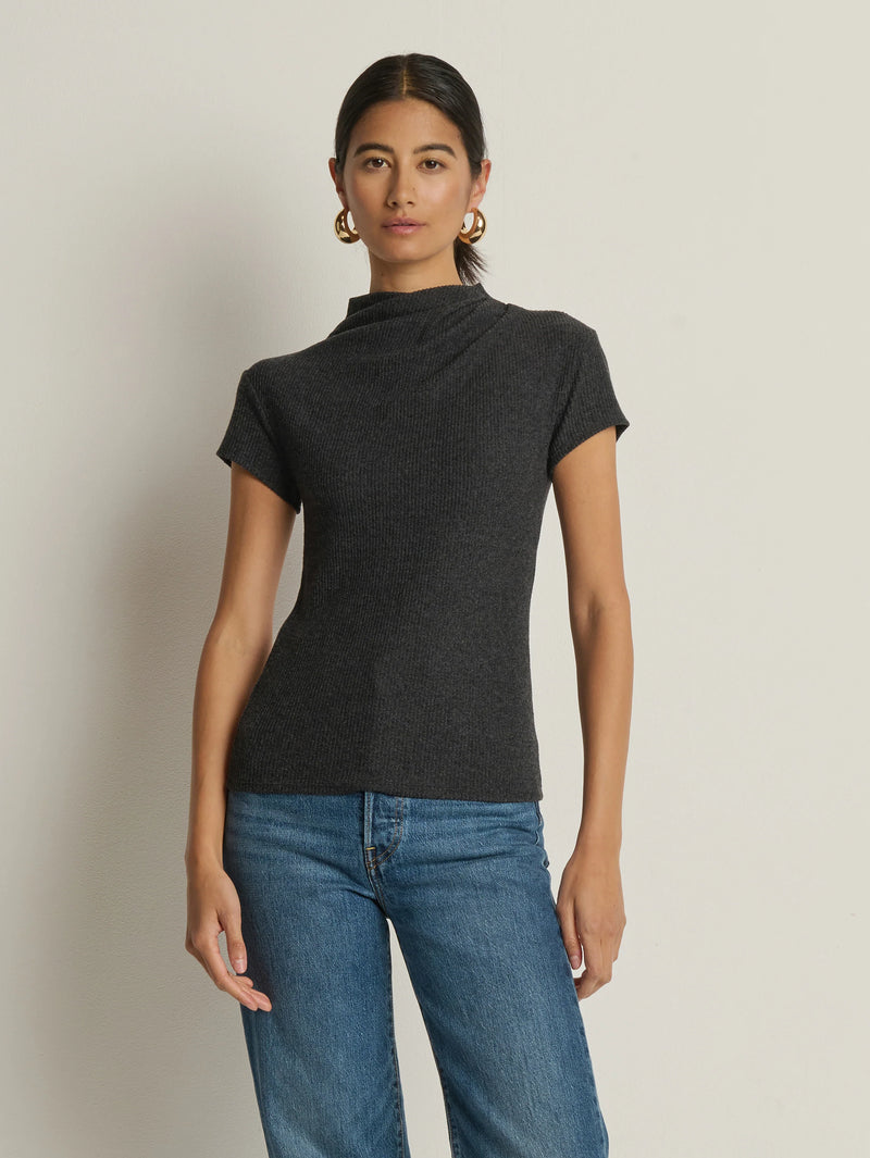 Nation Katie Draped Top in Heather Charcoal