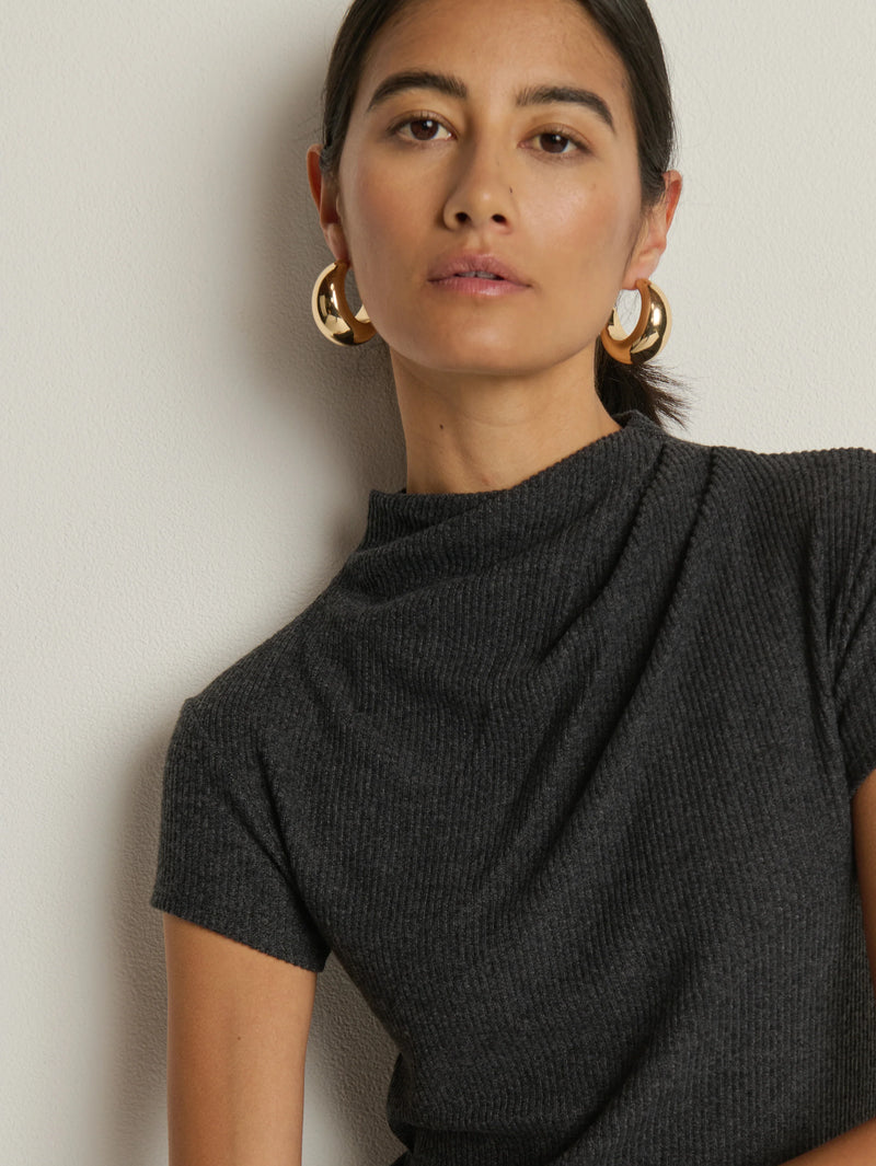 Nation Katie Draped Top in Heather Charcoal