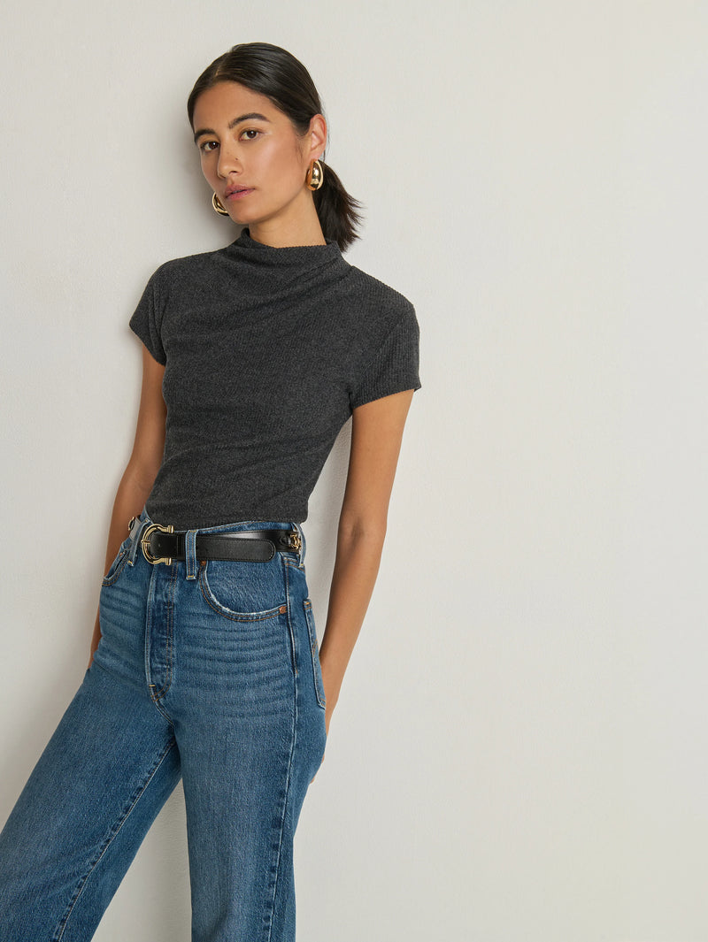 Nation Katie Draped Top in Heather Charcoal