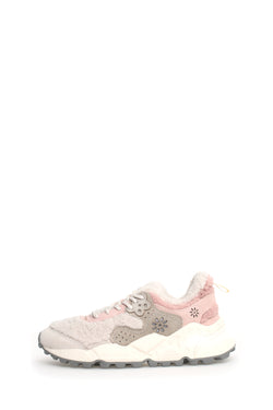 Flower Mountain Kotetsu Womens Suede Sneakers | Teddy Shoe in Cream Pink