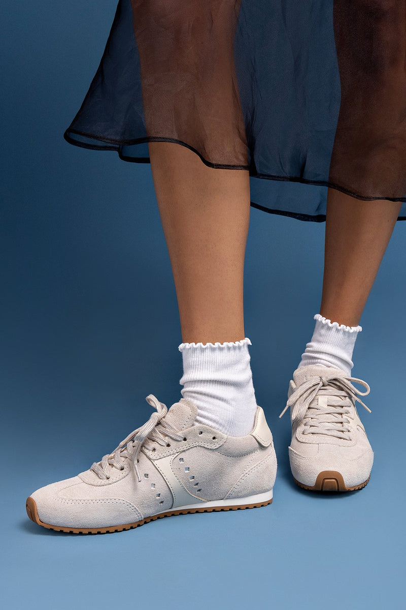 Larroude Stella Sneaker Trainer in Mushroom