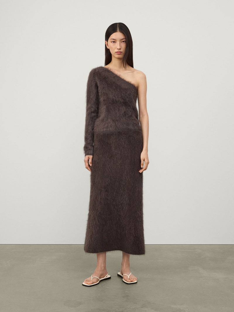 Lisa Yang Dae One Shoulder Cashmere Top in Brushed Wood