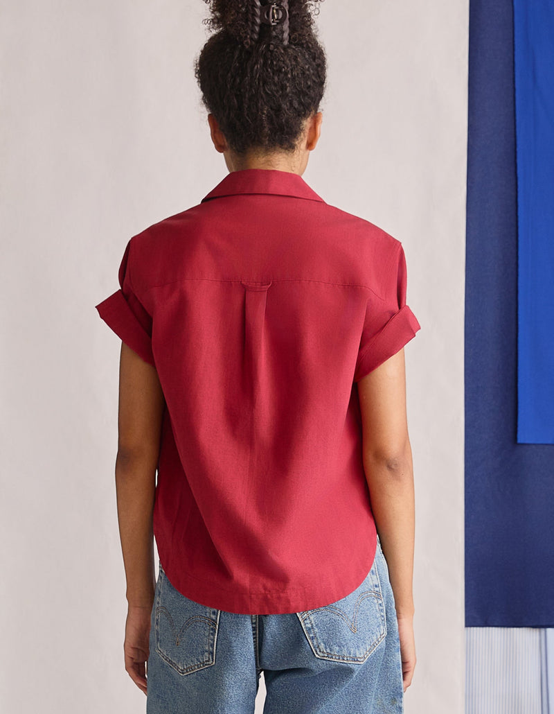 Naomi Nomi Studio Shirt in Washed Red Cotton
