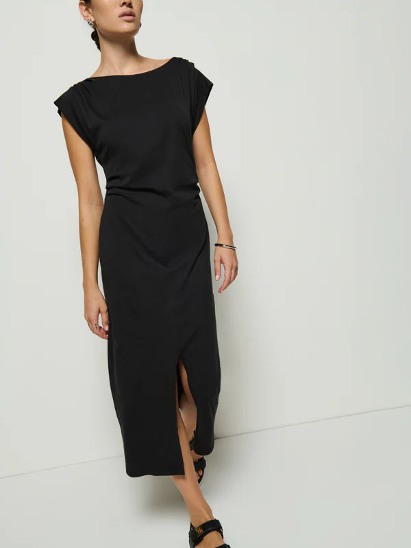 Nation Salma Pleated Dress in Jet Black