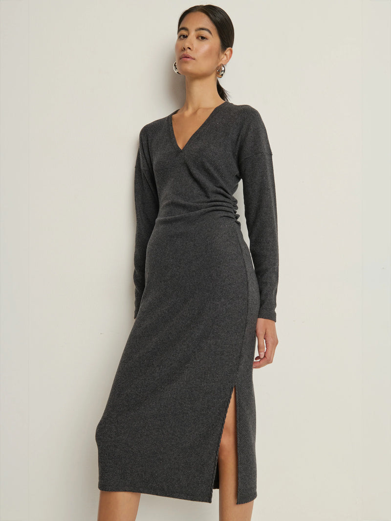 Nation Sandrine Midi Dress in Heather Charcoal