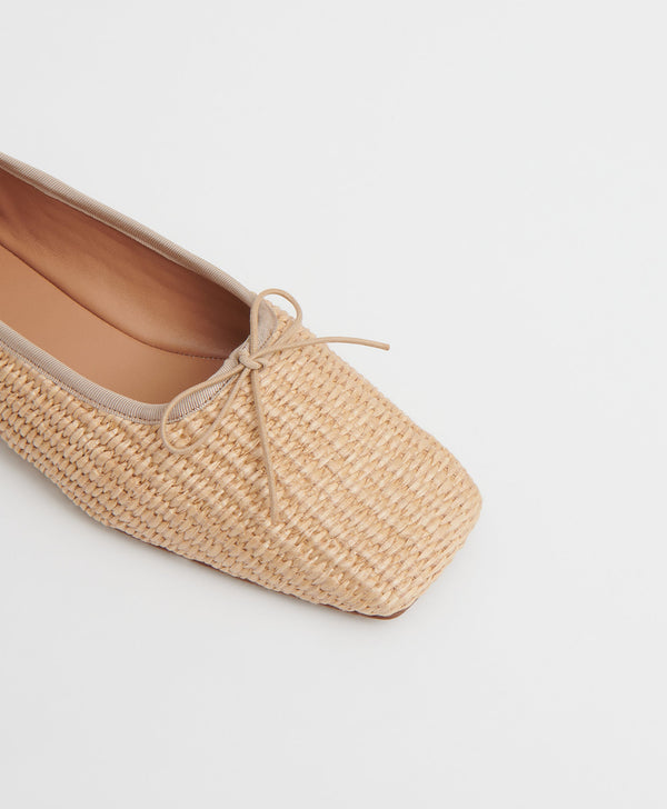 Mansur Gavriel Square Toe Ballerina Natural