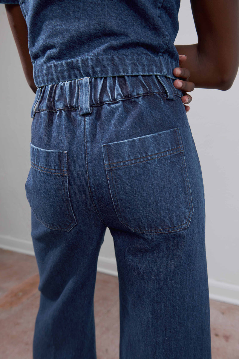 The Sloane Trouser Indigo Denim Organic - Maria Stanley