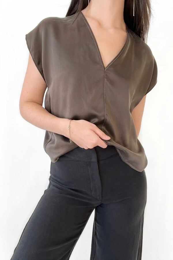 Natalie Busby Box Top in Silk Espresso