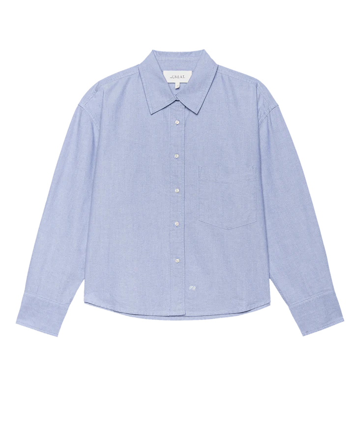 The Great Oxford Cropped Shirt - Blue and White