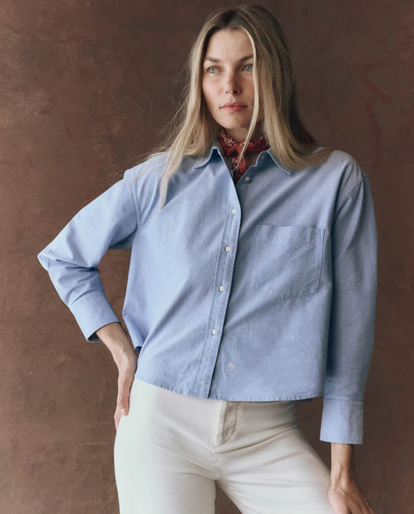 The Great Oxford Cropped Shirt - Blue and White