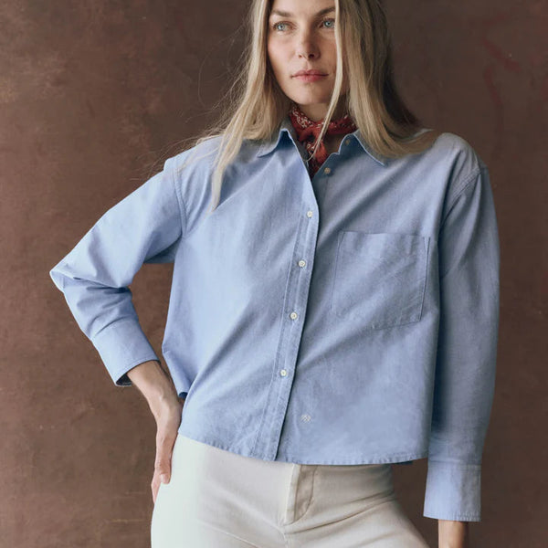 The Great Oxford Cropped Shirt - Blue and White – Mabel and Moss