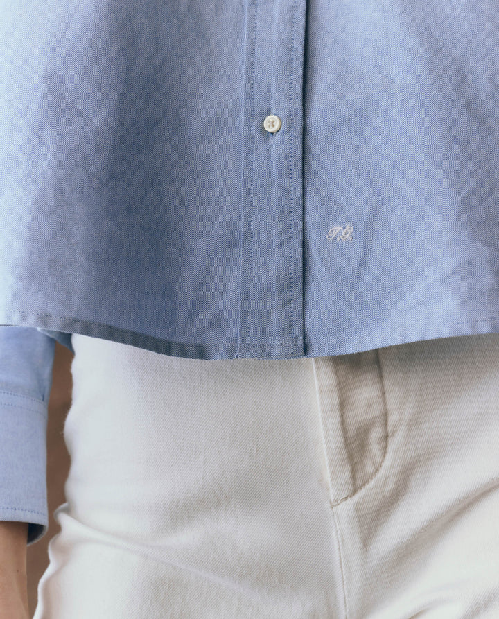 The Great Oxford Cropped Shirt - Blue and White