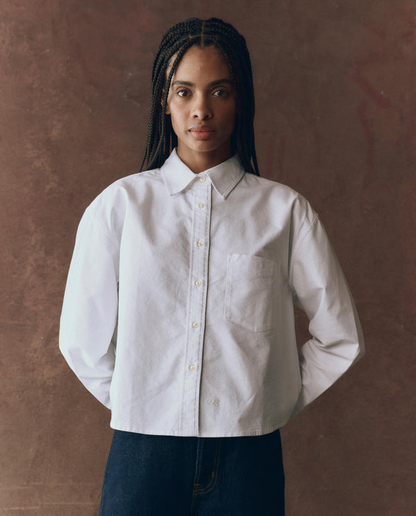 The Great Oxford Cropped Shirt - Blue and White