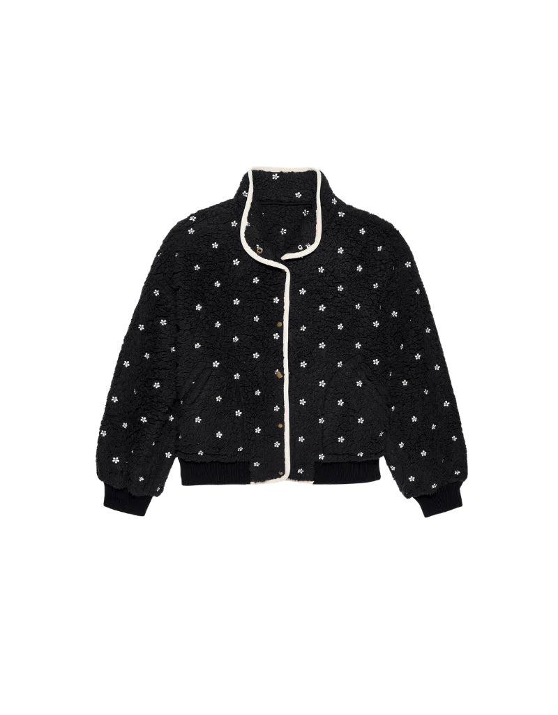 The Great Blackbird Jacket in Black w/ Cream Floral Embroidery