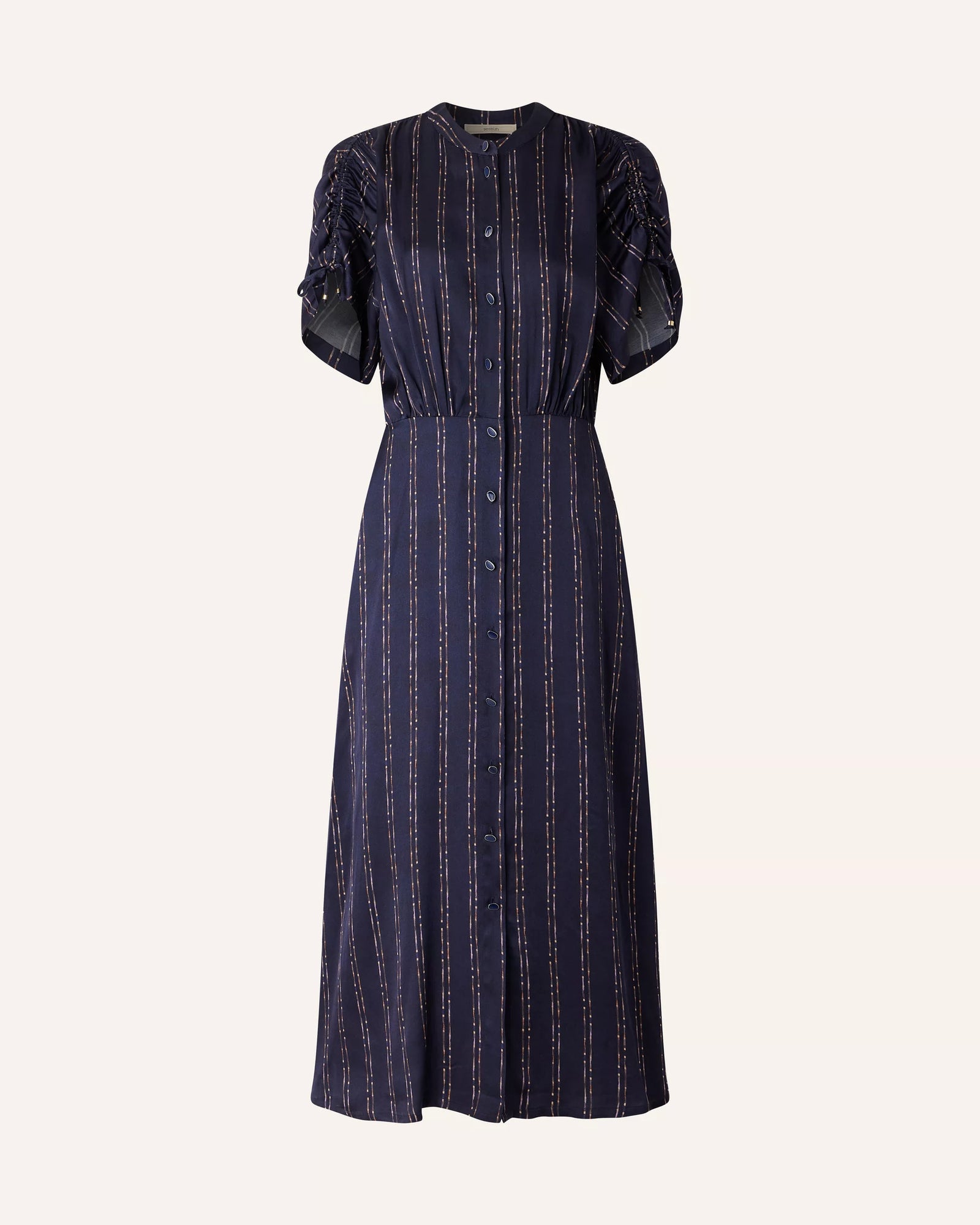 handcrafted navy midi dress Sessun Nolong Midi Dress in Navy / Plumikat – Mabel and Moss