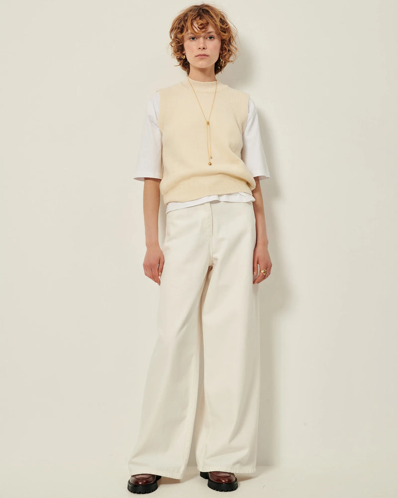 Sessun Baynino Knit Sleeveless Sweater Vest in Fleur De Sel