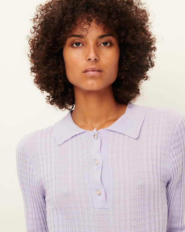 Sessun Suncoast Knit Collared Shirt Lavendin