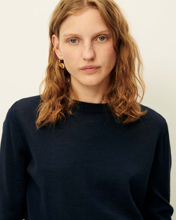 Sessun Teshima Knit Sweater in Navy