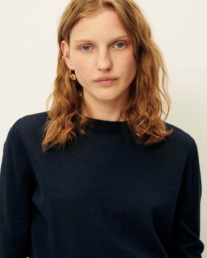 Sessun Teshima Knit Sweater in Navy