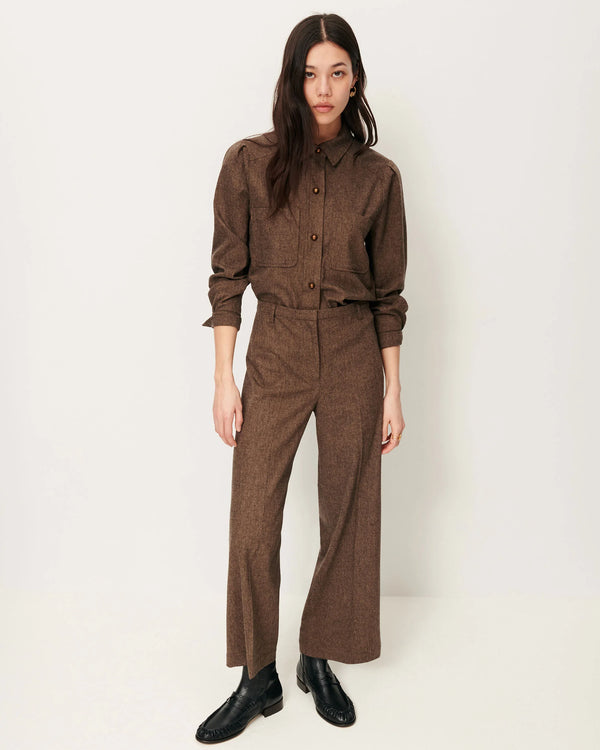 Sessun Aldiwool Straight Pleated Pants in Warm Stone
