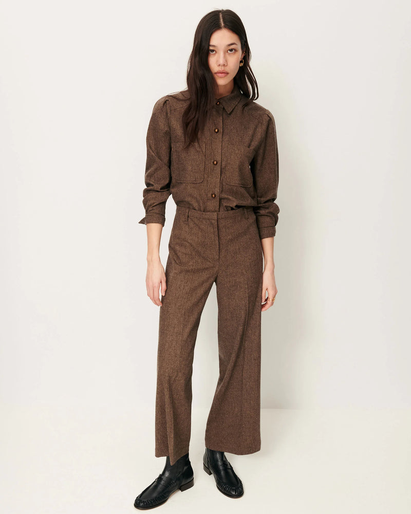Sessun Aldiwool Straight Pleated Pants in Warm Stone