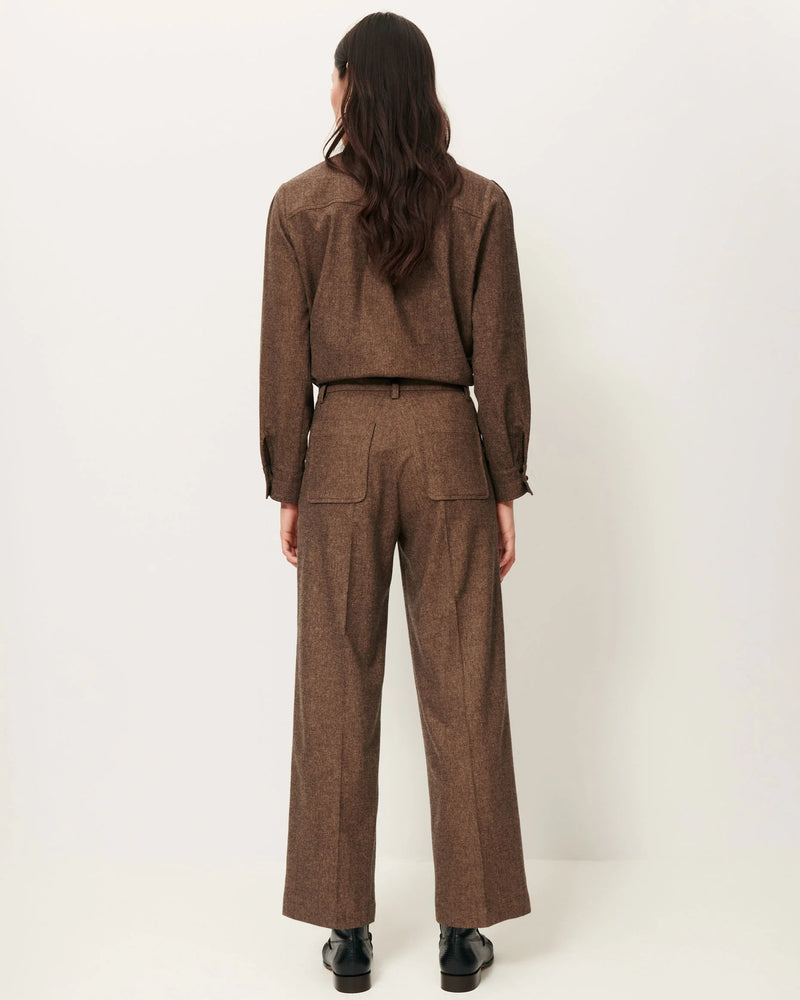 Sessun Aldiwool Straight Pleated Pants in Warm Stone