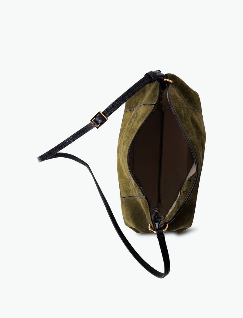 Wandler Penelope Slouch Shoulder Bag in Olive Suede