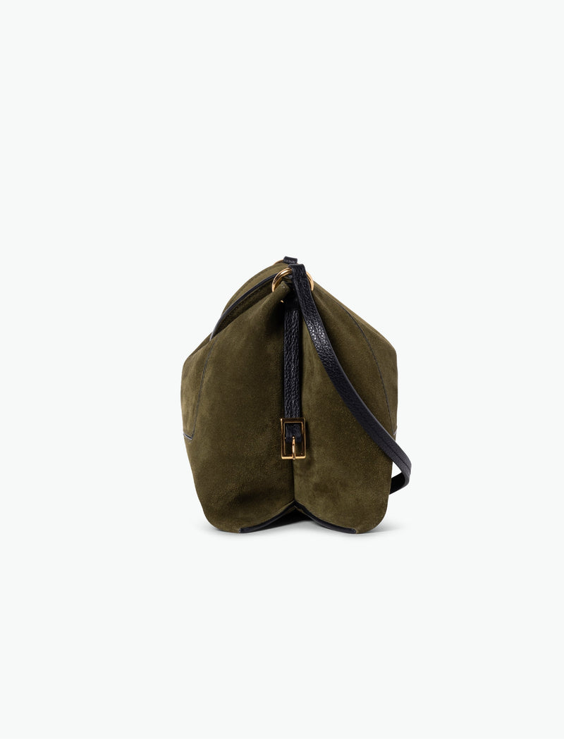 Wandler Penelope Slouch Shoulder Bag in Olive Suede