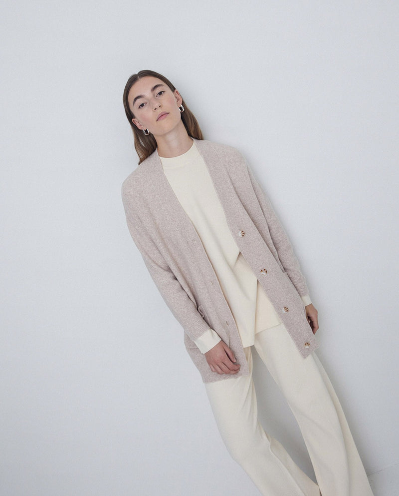 Yerse Cotton Cardigan in Taupe