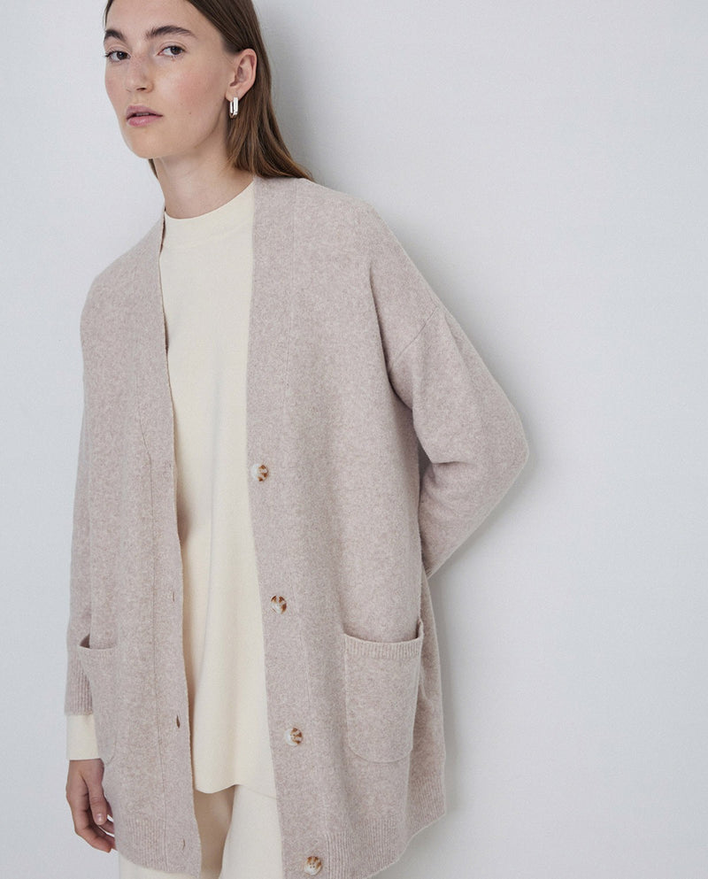 Yerse Cotton Cardigan in Taupe
