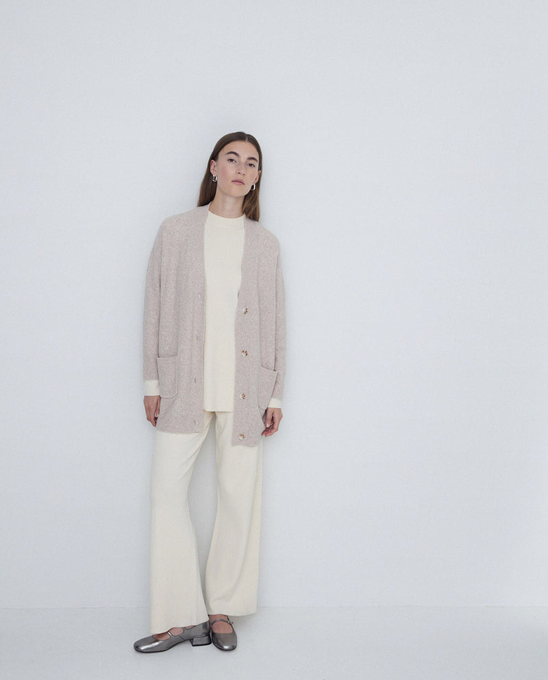 Yerse Cotton Cardigan in Taupe