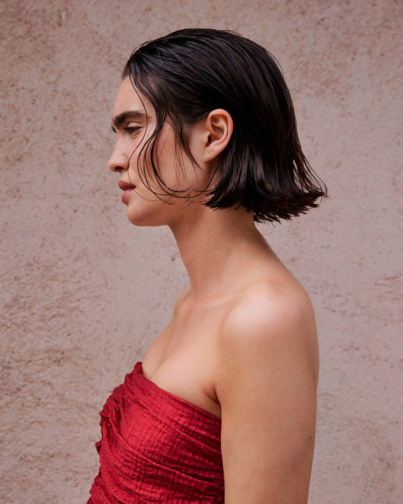 Yerse Strapless A-line Midi Dress