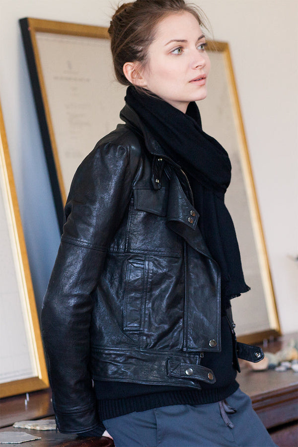 Emerson Fry Moto Leather Jacket - Black Leather